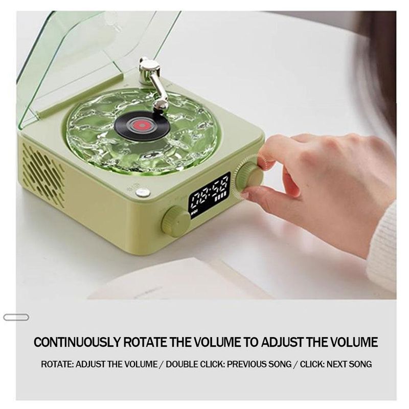 Wave vinyl record player Wireless Retro Sleep Aid Speakers 360 Surround Sound White Noise Bluetooth Speaker Music Center_voghion.com