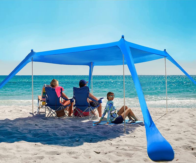 Tenda da spiaggia portatile con tettuccio in lycra - Protezione solare UV per campeggio, picnic e relax all'aperto_voghion.com