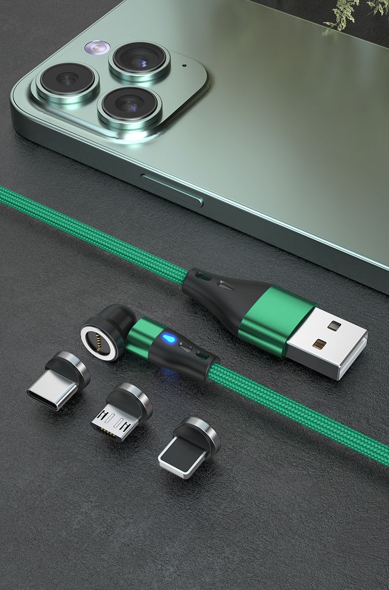 5A 540 Rotate Fast Charging Magnetic USB Type C Cable For IPhone 14 Samsung Xiaomi Realme Mobile Phone_voghion.com
