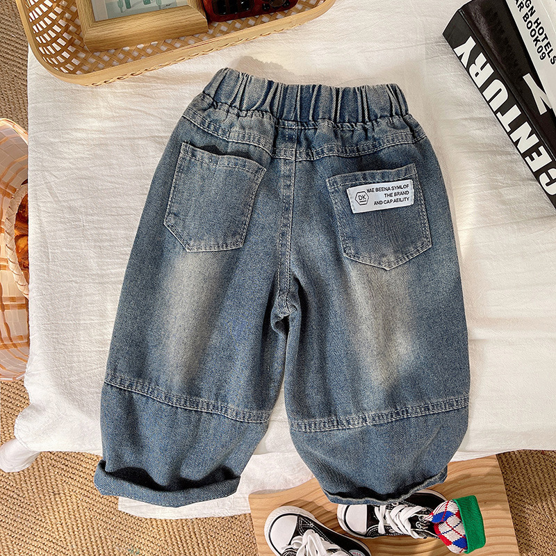 Children's Autumn New Set Zipper Cartoon Sweater Boys' Letter Print Top Cool and Handsome Denim Pants_voghion.com