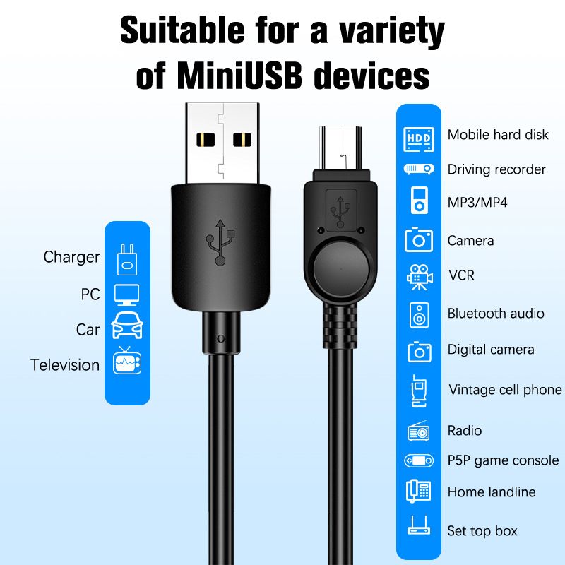 3M Mini To USB Fast Data Charger Cable For MP3 MP4 Player Car DVR GPS Digital Camera HDD_voghion.com