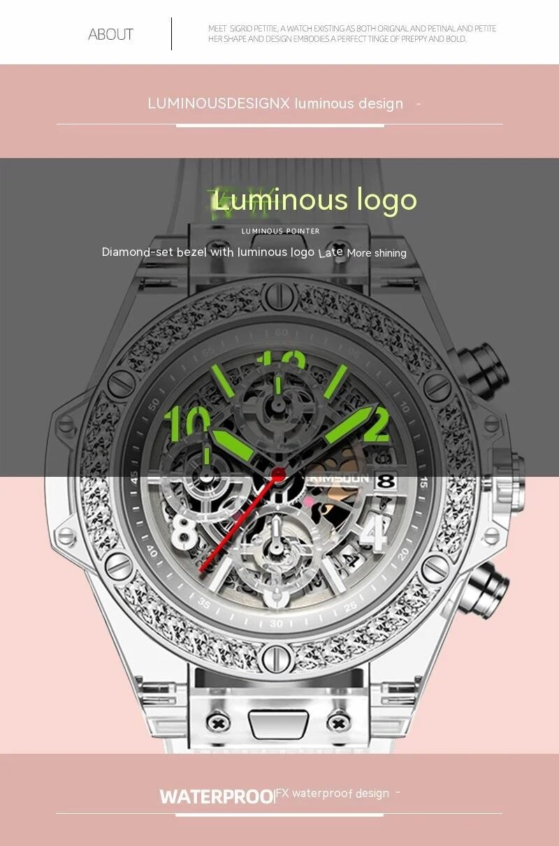 Nuovo orologio Kingston Brand Diamond Set orologio al quarzo trasparente Orologio rosso netto impermeabile Orologio da coppia per uomo e donna Trend_voghion.com