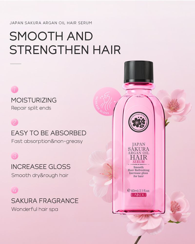 Scrub e trattamenti per il corpo Olio di Argan Sakura Giapponese Essenza per Capelli 60ml Cura dei Capelli Confezione Inglese Spot_voghion.com