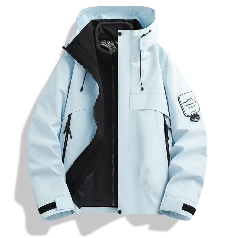 für Männer und Frauen Outdoor Winddichte, wasserabweisende, abnehmbare 3-in-1-Wanderjacke mit Kapuze_voghion.com