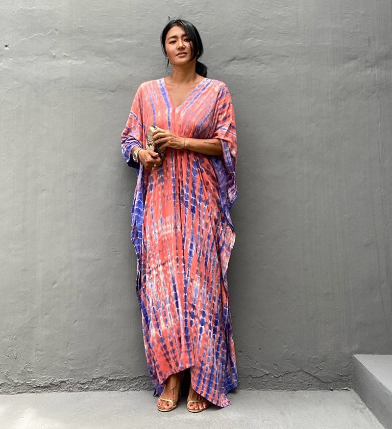 Robe de plage en rayonne pour femmes, tenue de vacances à fleurs teintes _voghion.com