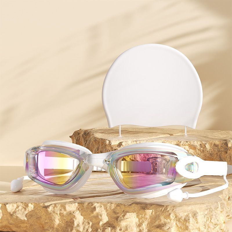 Swimming Goggles New High Definition Waterproof And Anti-fog Electroplating Swimming Goggles Swimming Cap Set Unisex Waterproof Glasses_voghion.com