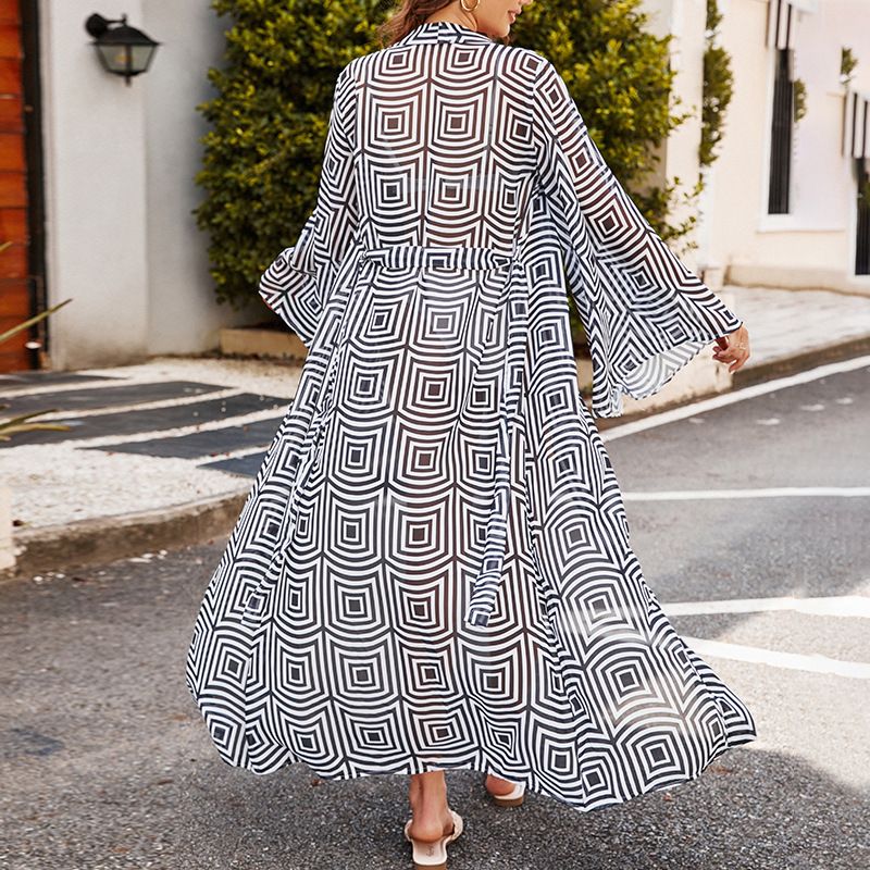 Cardigan kimono fluide à manches longues pour maillots de bain et tenues d'été (taille unique, imprimé élégant)_voghion.com