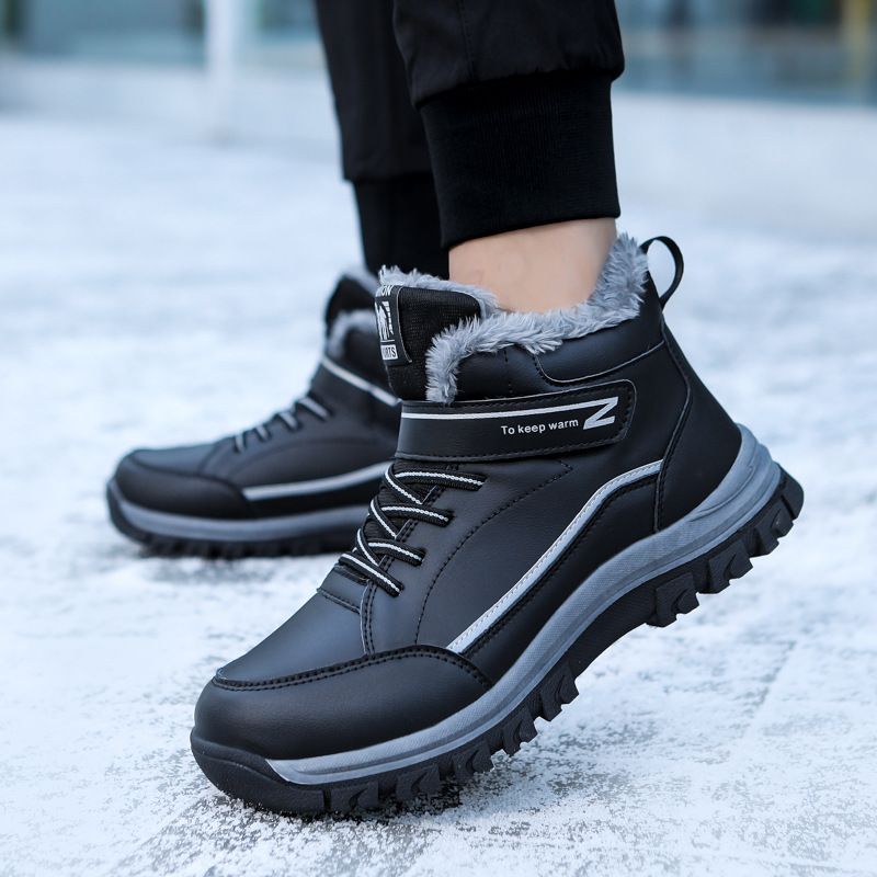 Chaussures d'hiver montantes en velours pour femmes âgées, chaussures chaudes en coton pour hommes d'âge moyen, chaussures de marche pour maman et papa_voghion.com