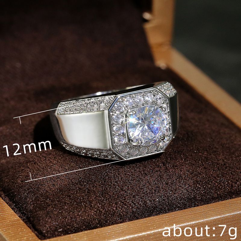 Bague de luxe exquise pour homme, plaquée argent, or blanc K, zircone simulé_voghion.com
