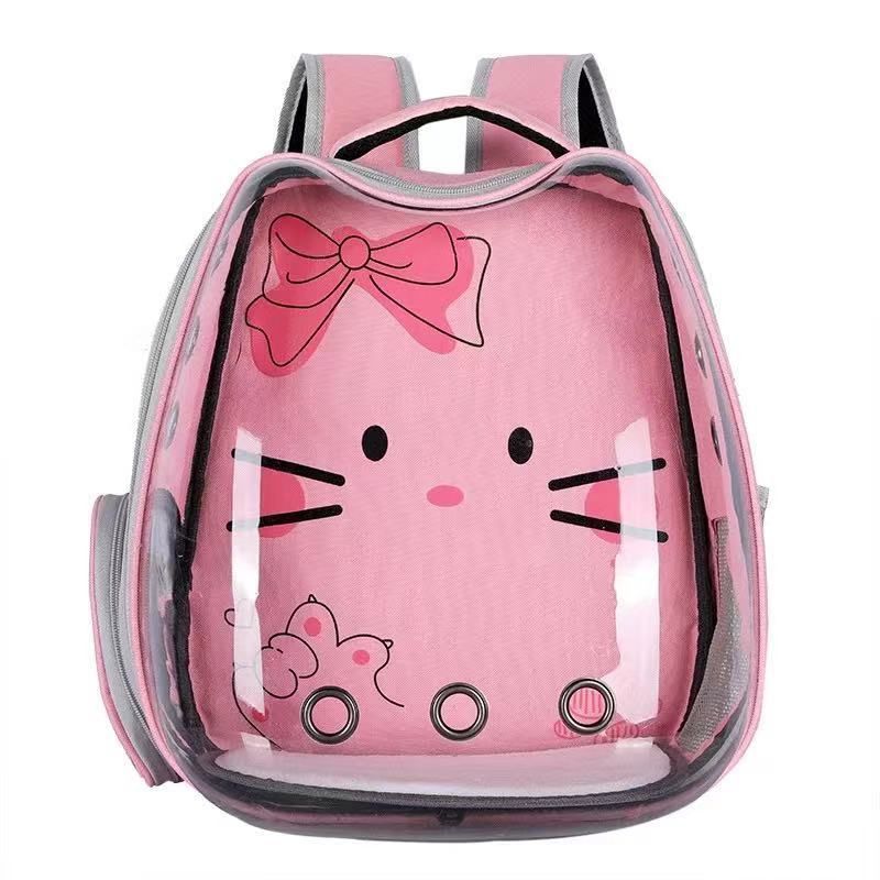 Nova bolsa transparente para gatos com cápsula espacial respirável, mochila portátil para compras, suprimentos para animais de estimação com desenho animado_voghion.com