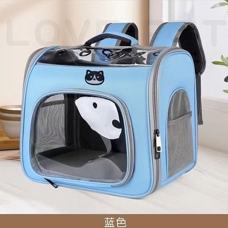 Sac de transport pour animaux de compagnie, grande capacité, transparent, multifonctionnel, couleur unie, pliable, portable, double bandoulière, pour l'extérieur_voghion.com
