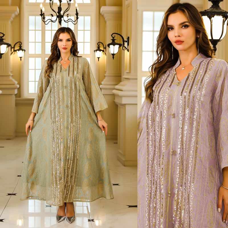 Muslim Gowns Women's Clothes Dubai Türkiye Abaya Sequ Robe_voghion.com