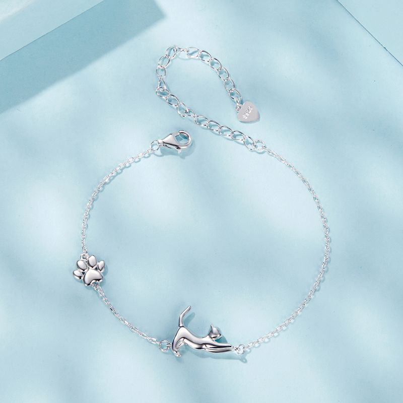 Bracciale con sagoma di gatto stravagante, bracciale in argento sterling 925 per donna_voghion.com