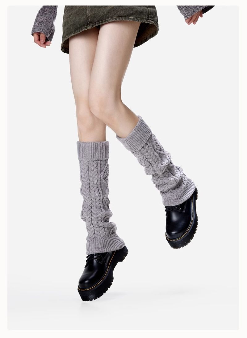 Scaldamuscoli autunno e inverno, copri polpacci caldi e lavorati a maglia, strisce verticali retrò Y2k, calzini snellenti in pile, copristivali versatili_voghion.com