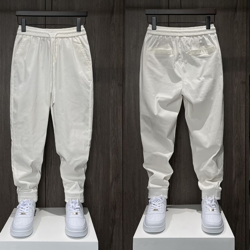 Einfarbige Freizeithosen für Herren mit Schnürung am Knöchel, trendige, lockere Trainingshose_voghion.com