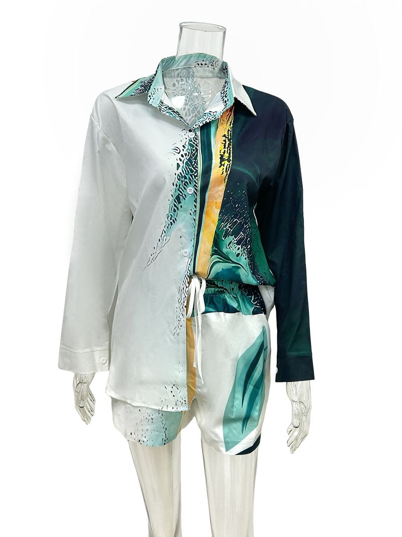 Vêtements pour femmes offre spéciale, short deux pièces à manches longues, costume de banlieue imprimé_voghion.com