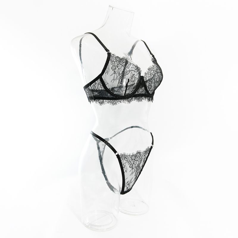 Women's Intimates Big Chest Small Thin Hollow Bra Thong Women's Underwear Set_voghion.com