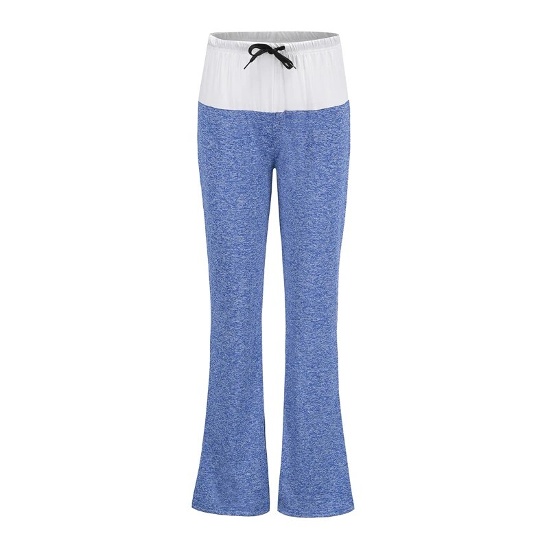 Vente chaude Large Jambe Danse Leggings Femmes Taille Haute Cordon Femelle Patchwork Décontracté Sarouel Lâche Sportwear Gympants_voghion.com