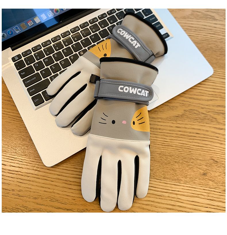 Rüzgar Geçirmez Sürüş Eldivenleri Kadın Sonbahar ve Kış Kadife Kalınlaştırılmış Sıcak Tutan Kaymaz Pamuklu Eldivenler Koşu İçin Dokunmatik Ekranlı_voghion.com