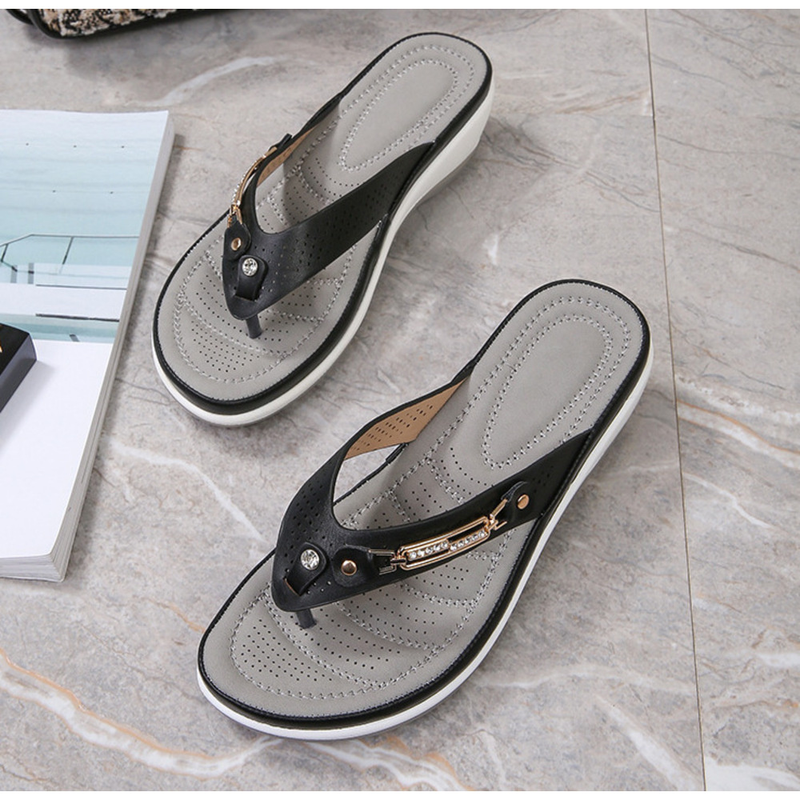 Infradito con zeppa da donna con supporto per arco plantare da donna Sandali infradito da spiaggia estivi Ciabatte da esterno_voghion.com