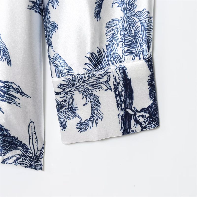 Women's Stylish Floral Print Shirt & High Waist Casual Pants Set - Summer Outfit, Slim Fit, Comfortable Polyester Fabric_voghion.com