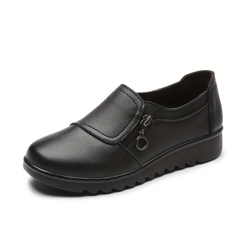 WalkPrime WalkPrime 2025 New Cross-Border European And American Style Black Synthetic Leather Slip-On Loafers, Comfortable To Wear_voghion.com