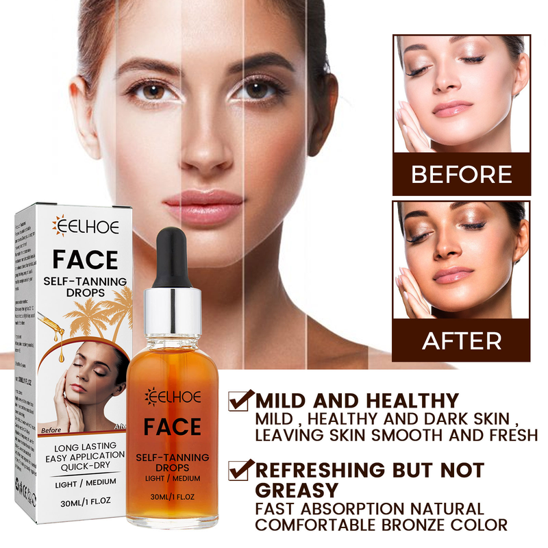 EELHOE Soro de escurecimento facial sem sol Essência de escurecimento facial ajuda o bronze de trigo escuro a uniformizar o tom de pele_voghion.com