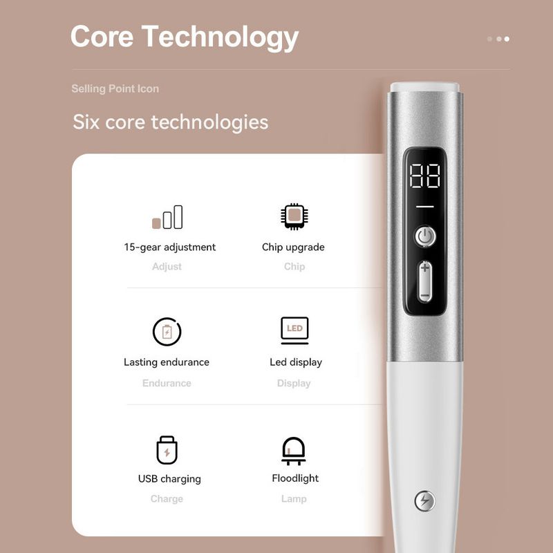 New 15 grade beauty for removing moles, warts, and freckles. Home mole scanning pen with LED display lighting_voghion.com