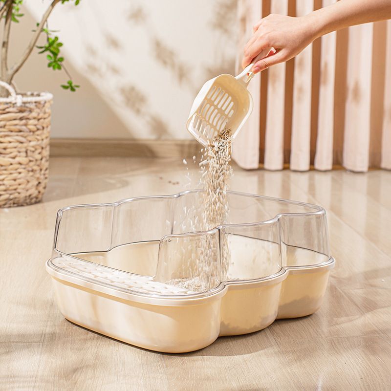 Halbgeschlossene, spritzwassergeschützte Toilette mit Sandablauf, Fußpedal, Zubehör, Katzentoilette, extra groß_voghion.com