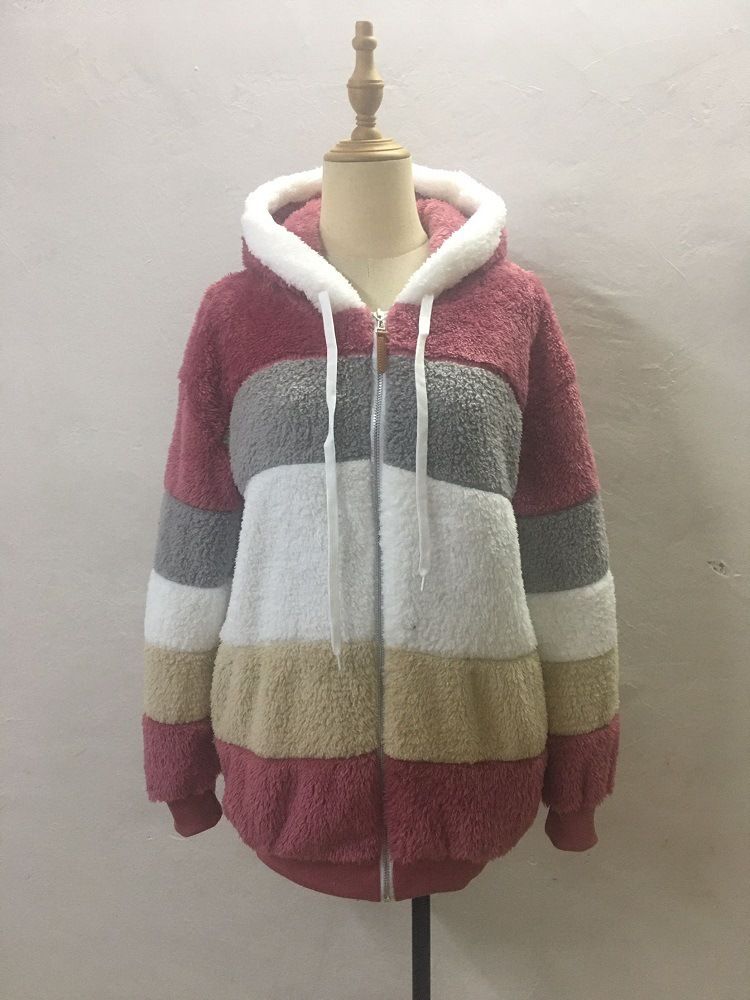 Fashionable Oversized Fleece Hooded Coat For Women - Cozy Winter Outerwear With Multiple Color Options (S-5XL)_voghion.com
