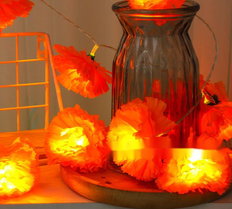 LED Dahlia Small Colorful String Flashing Starry Sky Christmas Halloween Solar Marigold Decorative Lights_voghion.com