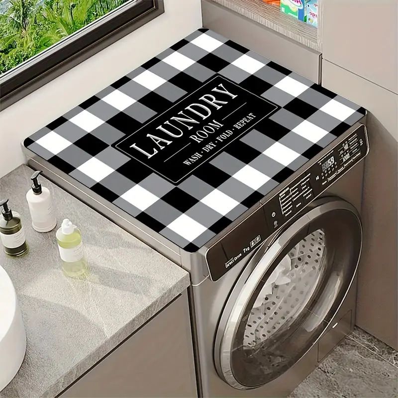 Lattice diatom mud drum washing machine sunscreen cover modern simple water absorbing quick drying dustproof pad refrigerator dust cover cloth_voghion.com