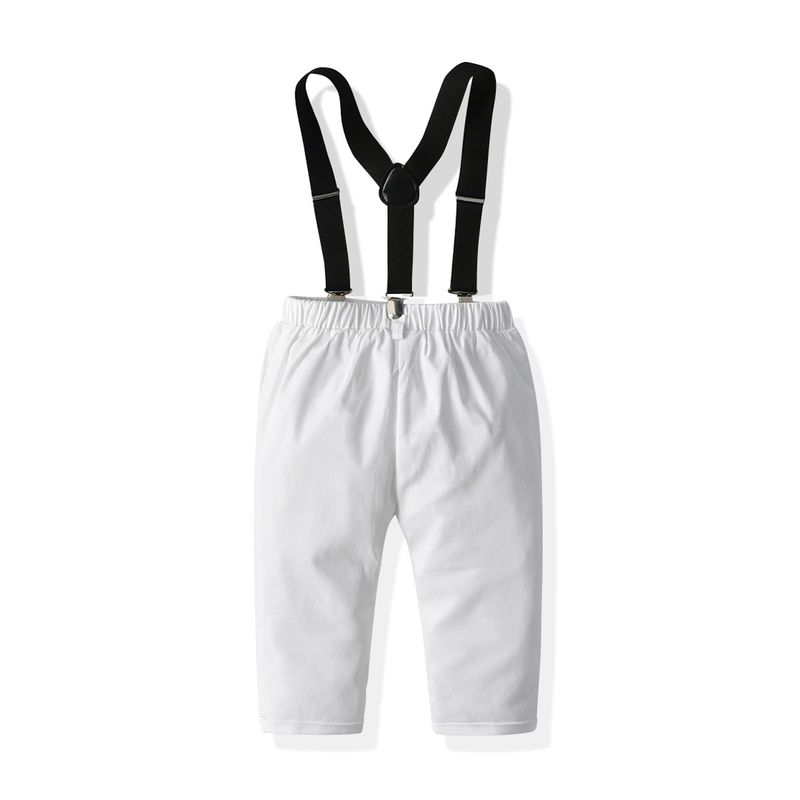 Kid's Clothing children's clothing boys POLO color matching long-sleeved bow tie white suspenders trousers four-piece children's gentleman's wear_voghion.com