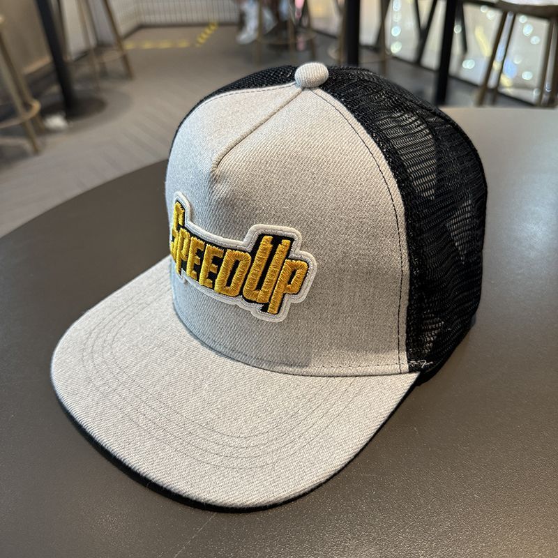 Sommer Hip Hop Unisex Instagram Mesh Flache Kante Sonnenschutz und Sonnenschutz Gerade Platte Großköpfiger Baseballhut_voghion.com