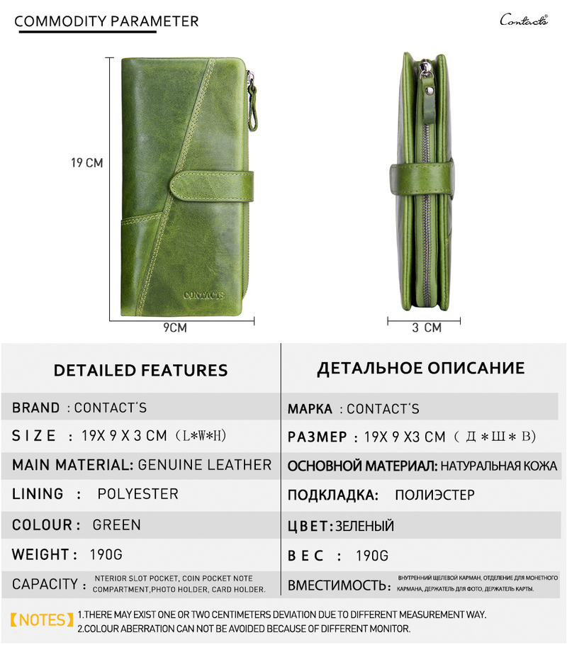Nueva cartera de cuero genuino de Contact's, monedero de moda para damas, carteras de mano largas para mujer, con bolsas para teléfono móvil, tarjeta_voghion.com