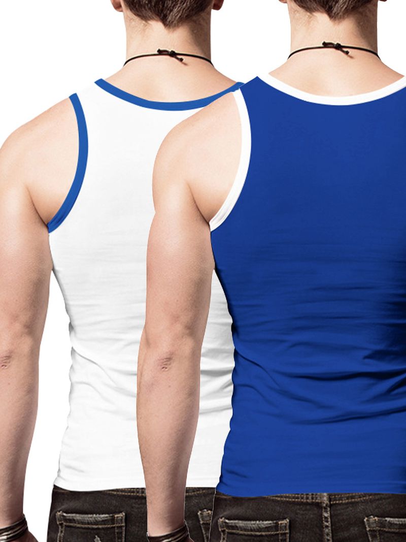 24 Cross-border Summer Men's Vest Ice Silk Solid Color New Sleeveless Breathable Tight Casual Sports Vest 2-piece Set_voghion.com