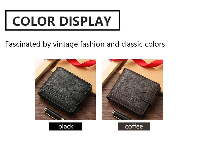 Men's Wallet Card Cases Pu Leather Short Zipper Buckle Wallet Wallet Coin Wallet_voghion.com