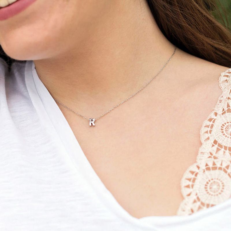 Klaar voorraad roestvrij staal Initial Goudkleurige Gesneden Letters Enkele Naam Choker Ketting Voor Vrouwen Hanger Sieraden Cadeau dropshipping_voghion.com