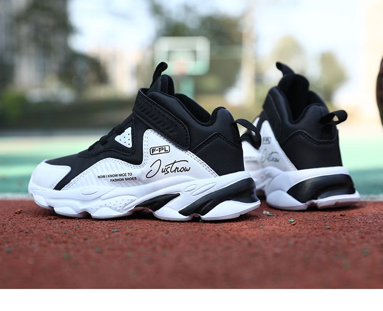 Otroški čevlji otroški čevlji fantovski športni copati 2024 novi usnjeni nepremočljivi srednji in veliki otroški dečki nosijo odporne košarkarske copate_voghion.com