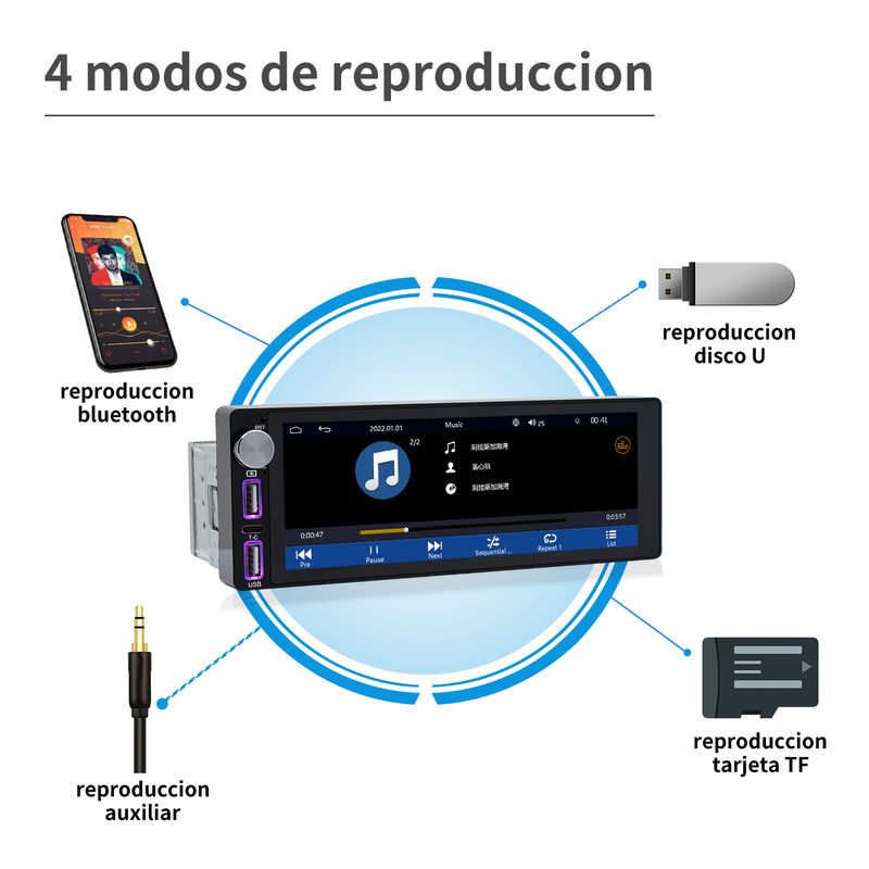 car single spindle universal machine 6.86 inches with knob MP5 car Bluetooth integrated machine reversing image_voghion.com