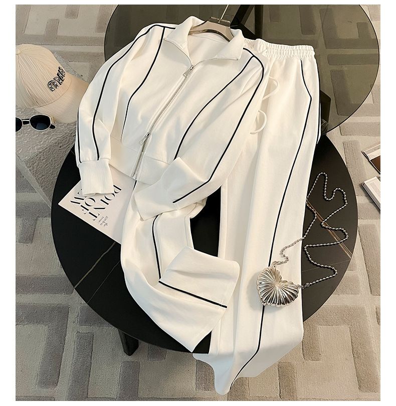High-End-Mode Stilvolle Sport Casual Sweatshirt Für Frauen Herbst 2026 Neue Hohe Taille Breite-Bein Hosen Zwei-stück Set_voghion.com