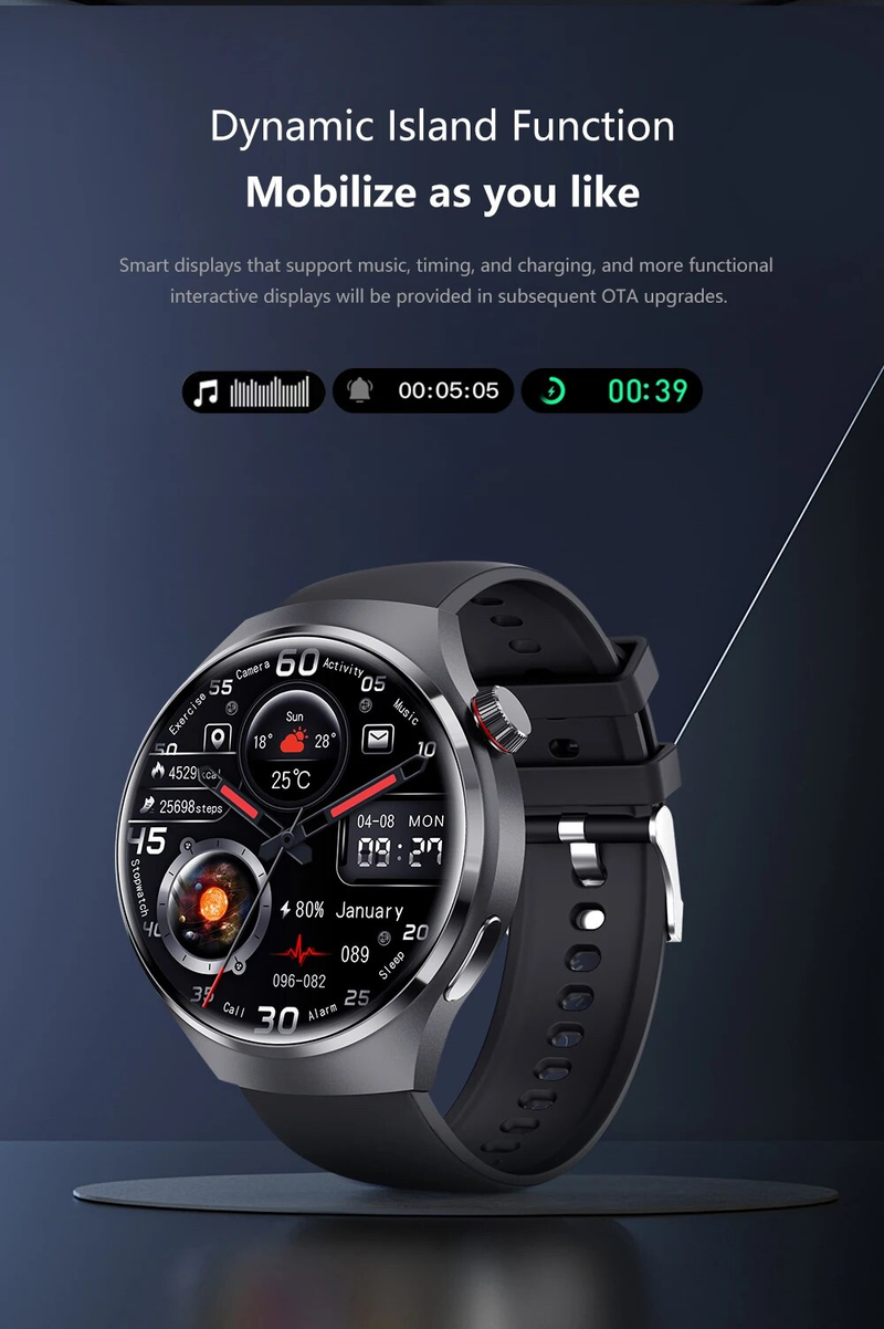 2023-as új okosórák férfi GT4 Pro 360*360 HD képernyős pulzusszám Bluetooth hívás IP68 vízálló NFC okosóra Huaweihez_voghion.com