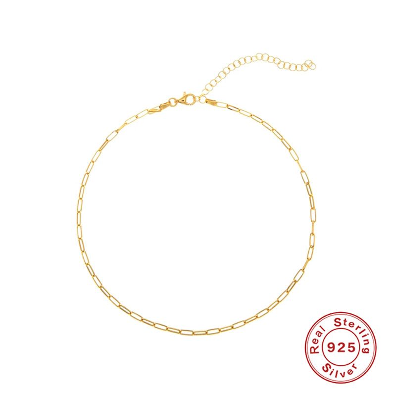 Collana girocollo semplice con graffetta in argento puro, versatile e fai da te, per donna_voghion.com