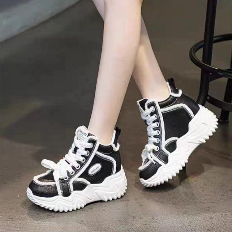 Fondo spesso in velluto Nuovo aumento di altezza 6 cm Sport 2024 Papà Autunno/Inverno Donna Scarpe bianche Casual_voghion.com