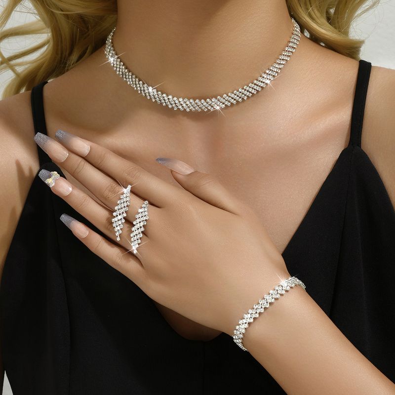 Orecchini alla moda da donna, collana, bracciale, tre pezzi di catena con artigli, set da sposa, semplice regalo per la festa di compleanno_voghion.com