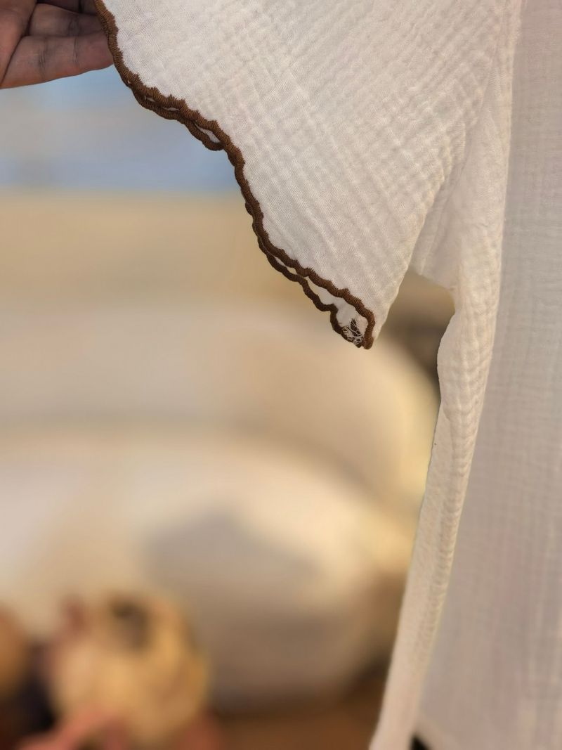 Women's Sleepwears New Style Organic Pure Cotton Double Layer Cotton Yarn Embroidery Lace Short Sleeved Pants Long Sleeved Pants Home Clothes Suit_voghion.com