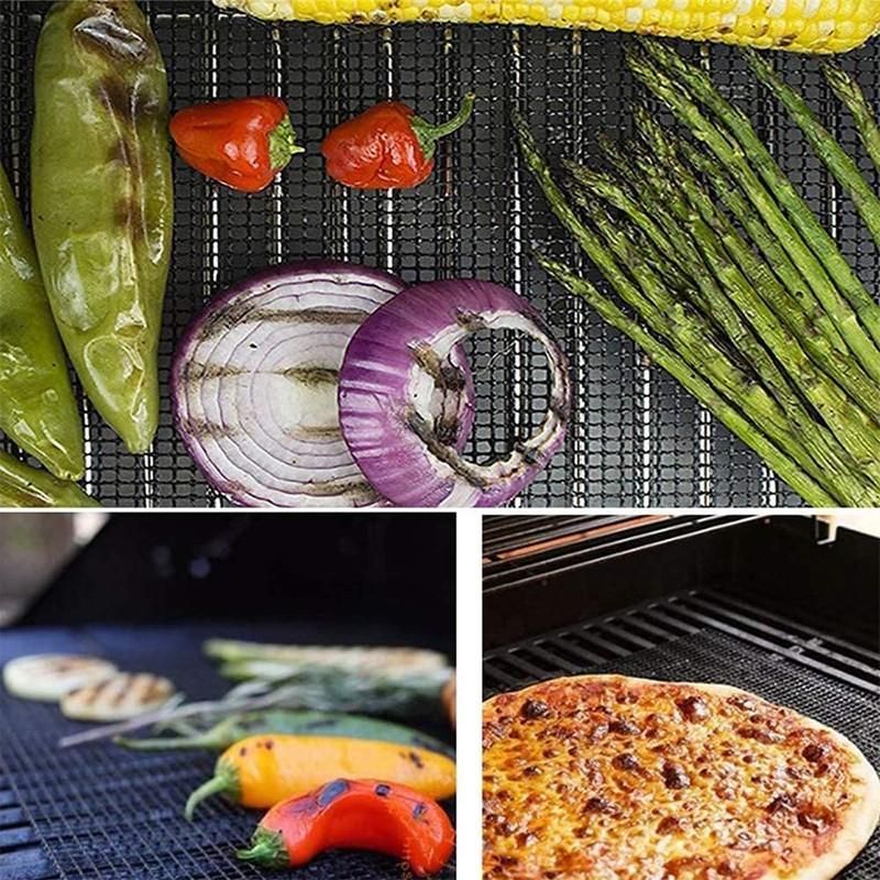Non-Stick High Temperature Resistant BBQ Grid Pad Barbecue Mesh Reusable Easily Cleaned Cooking Pads Baking Grill Tool_voghion.com
