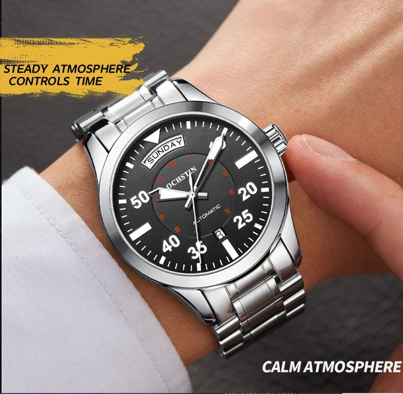 Ochstin New 2025 Master Series Casual Simple Wind Double Calendar Mechanical Movement Wrist Watch Men Mechanical Watch_voghion.com