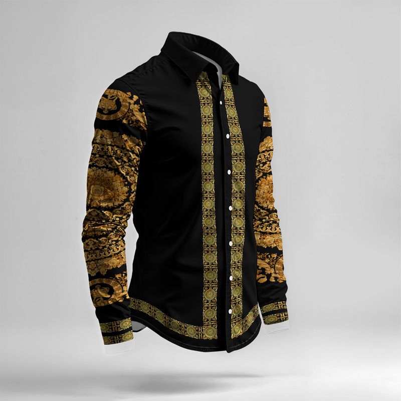 2025 Spring Summer Men Shirt Set Brand Print Fashion Printing Two Piece Set Mens Light Luxury Lightweight Party Long Sleeves_voghion.com