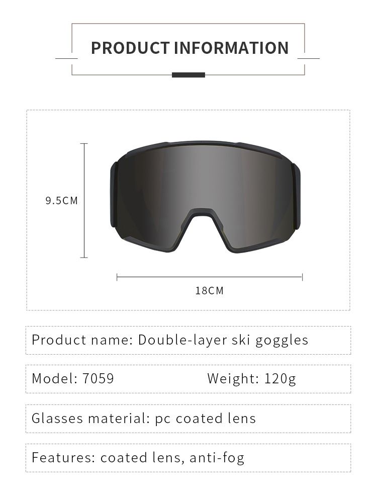 Outdoor sports snow adult skiing with high-definition wide field of view, double-layer fog and anti UV goggles_voghion.com